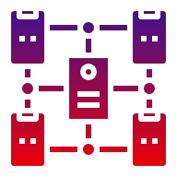 Data centre interconnect icon showing linked servers representing high-speed connectivity between data centres. {{brizy_dc_image_alt imageSrc=