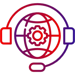 Network Operations Centre icon showing a globe, gear, and headset representing 24/7 network monitoring and support. {{brizy_dc_image_alt imageSrc=