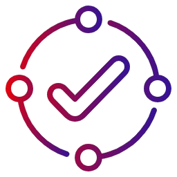 Checkmark icon surrounded by connected nodes representing quick service activation and seamless integration. {{brizy_dc_image_alt imageSrc=